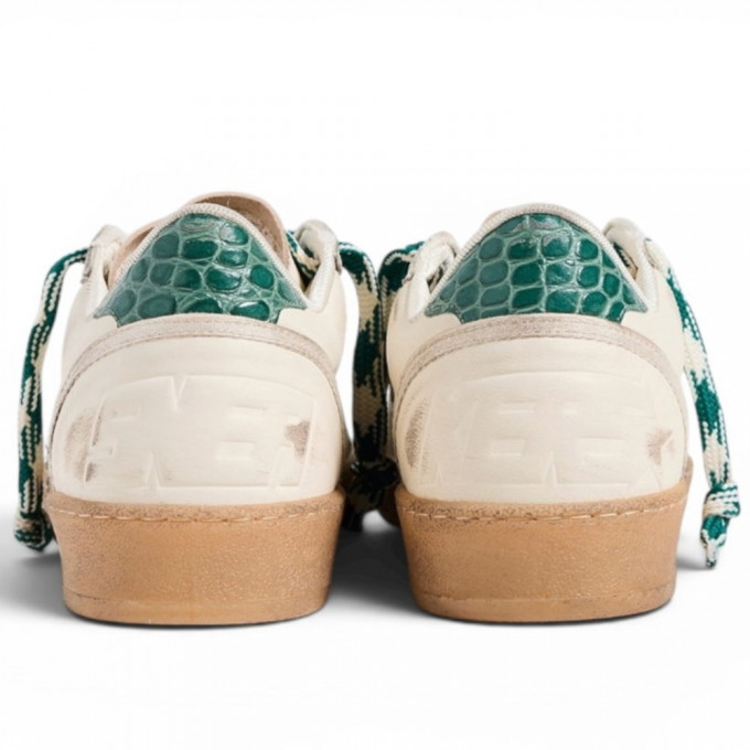 КЕДЫ  GOLDEN GOOSE  BALL STAR LTD with Green Crocodile Print Star and Heel Tab