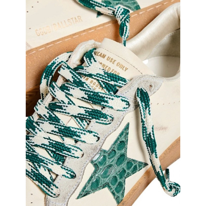 КЕДЫ  GOLDEN GOOSE  BALL STAR LTD with Green Crocodile Print Star and Heel Tab