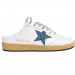 КЕДЫ  GOLDEN GOOSE BALL STAR  Sabot in White Nappa with Blue Crystal Star
