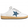 КЕДЫ  GOLDEN GOOSE BALL STAR  Sabot in White Nappa with Blue Crystal Star