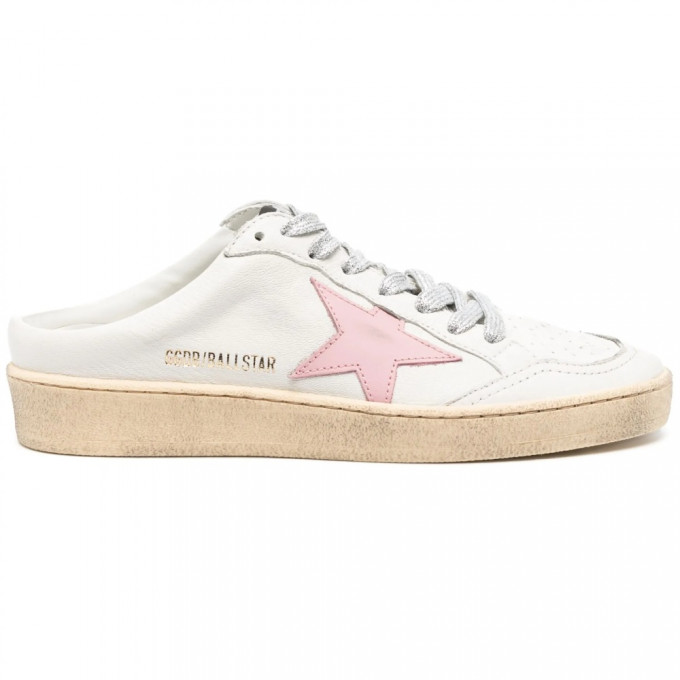 КЕДЫ  GOLDEN GOOSE BALL STAR  Sabot in White Nappa with Old Rose Leather Star