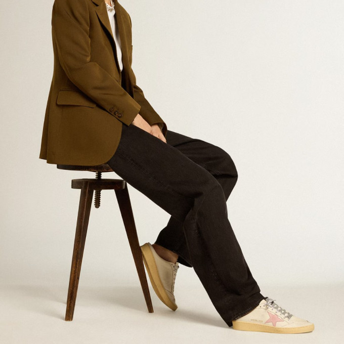 КЕДЫ  GOLDEN GOOSE BALL STAR  Sabot in White Nappa with Old Rose Leather Star