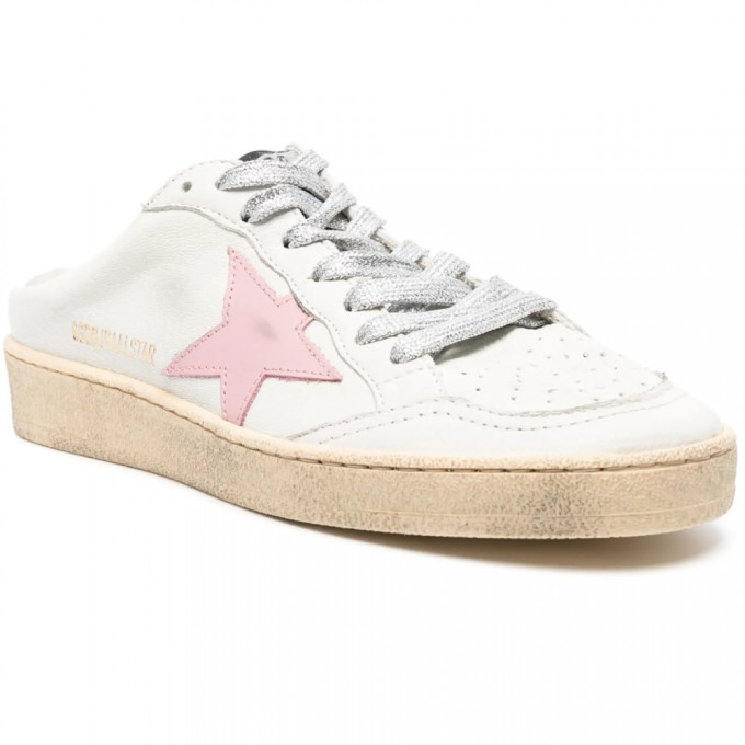 КЕДЫ  GOLDEN GOOSE BALL STAR  Sabot in White Nappa with Old Rose Leather Star