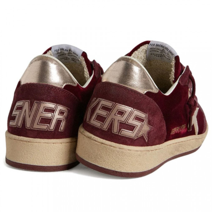 КЕДЫ  GOLDEN GOOSE  BALL STAR Velvet Ruby Red with Silver Star and Heel Tab