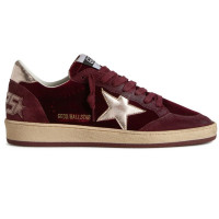 КЕДЫ  GOLDEN GOOSE  BALL STAR Velvet Ruby Red with Silver Star and Heel Tab