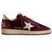 КЕДЫ  GOLDEN GOOSE  BALL STAR Velvet Ruby Red with Silver Star and Heel Tab