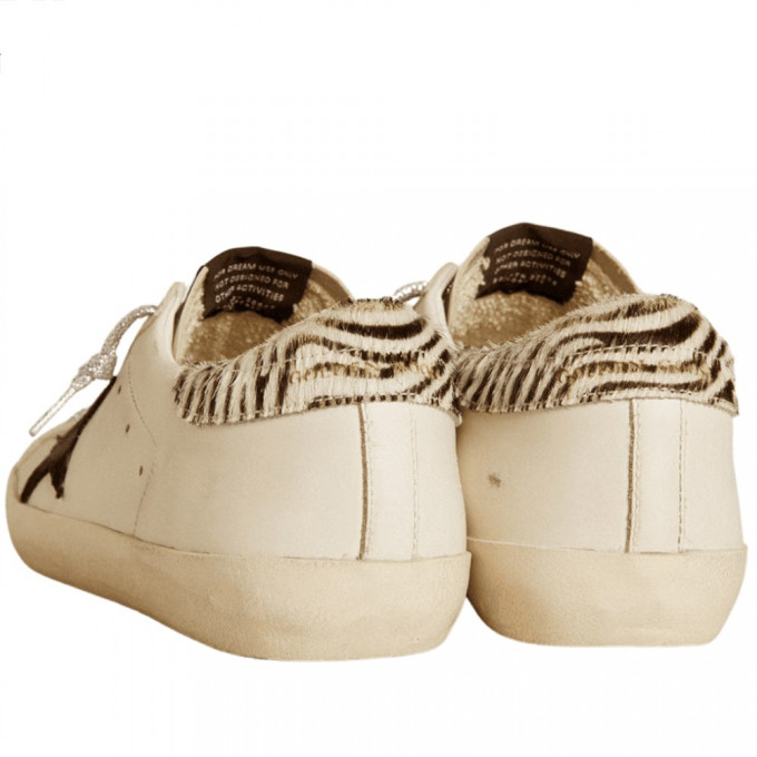 КЕДЫ  GOLDEN GOOSE 'SUPERSTAR' Black Star and Zebra Print Heel Tab