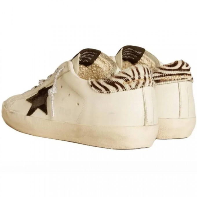 КЕДЫ  GOLDEN GOOSE 'SUPERSTAR' Black Star and Zebra Print Heel Tab