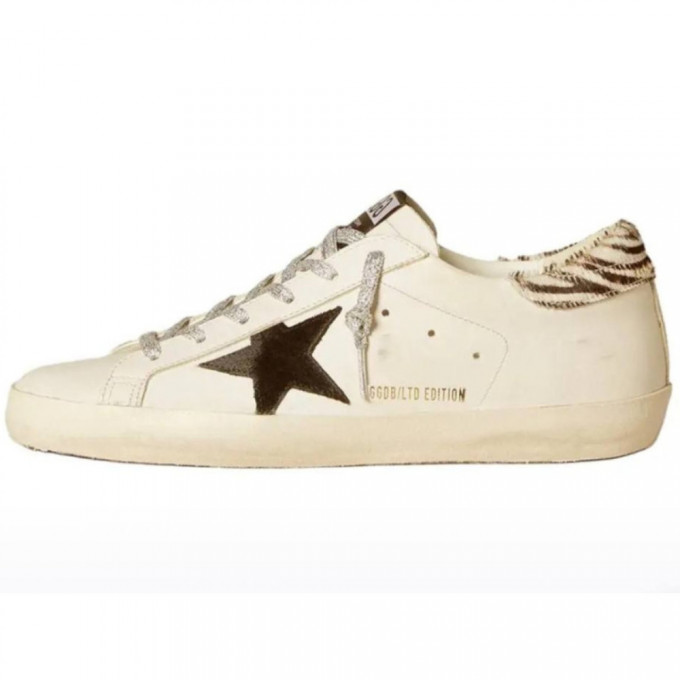 КЕДЫ  GOLDEN GOOSE 'SUPERSTAR' Black Star and Zebra Print Heel Tab