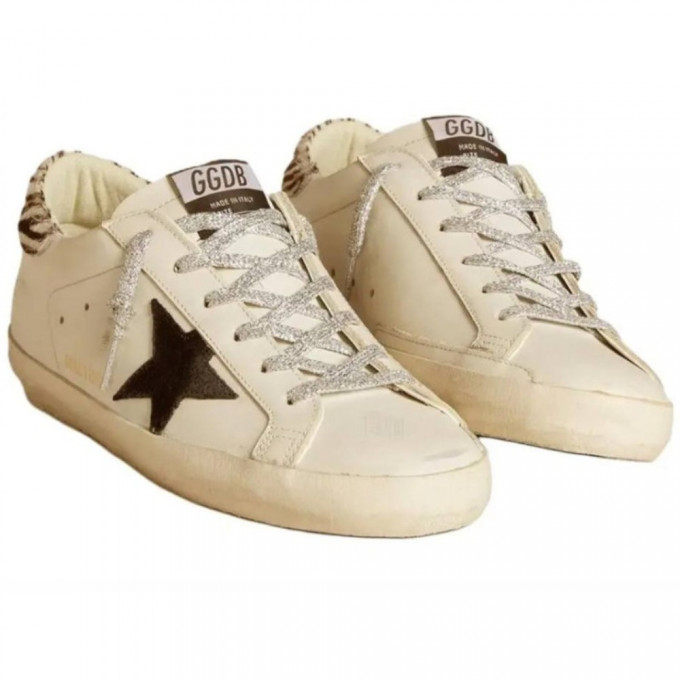 КЕДЫ  GOLDEN GOOSE 'SUPERSTAR' Black Star and Zebra Print Heel Tab