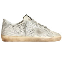 КЕДЫ  GOLDEN GOOSE  'SUPERSTAR' in Aged White Nubuk with Swarovski Crystals
