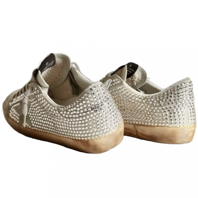 КЕДЫ  GOLDEN GOOSE  'SUPERSTAR' in Aged White Nubuk with Swarovski Crystals