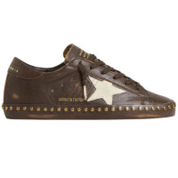 КЕДЫ  GOLDEN GOOSE  'SUPERSTAR' in Brown Leather with Cream Suede Star and Studs