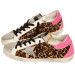 КЕДЫ  GOLDEN GOOSE  'SUPERSTAR'  in Leopard Pint with Silver Glitter Star and Fuchsia Heel Tab