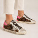 КЕДЫ  GOLDEN GOOSE  'SUPERSTAR'  in Leopard Pint with Silver Glitter Star and Fuchsia Heel Tab