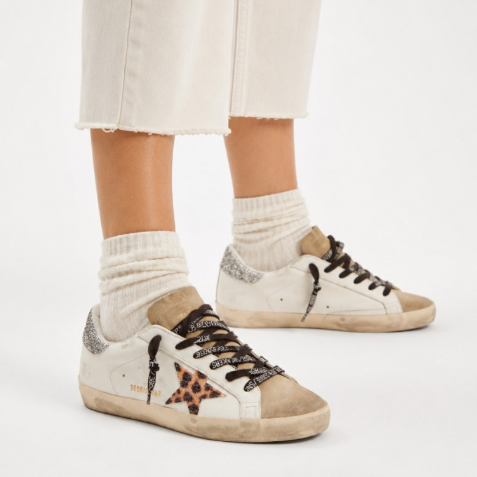 КЕДЫ  GOLDEN GOOSE  'SUPERSTAR' with Leopard Print and Swarovski Crystal Star