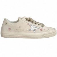 КЕДЫ  GOLDEN GOOSE V-Star in Beige Suede with Silver Star