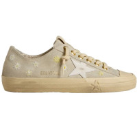 КЕДЫ  GOLDEN GOOSE V-Star in Ice-Gray Suede with White Star and Floral Embroidery