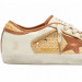 КЕДЫ  GOLDEN GOOSE  'SUPERSTAR'  in White Leather and Raffia with Brick-Red Star and Inserts