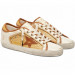 КЕДЫ  GOLDEN GOOSE  'SUPERSTAR'  in White Leather and Raffia with Brick-Red Star and Inserts