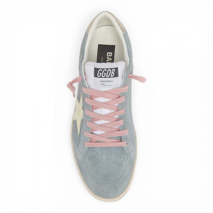 КЕДЫ  GOLDEN GOOSE  BALL STAR Powder-blue suede with Cream colored leather star