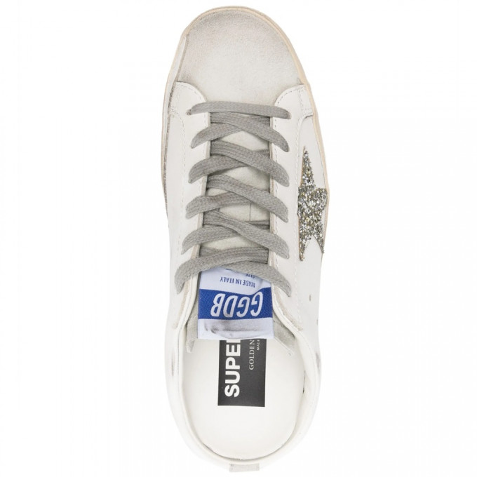 КЕДЫ  GOLDEN GOOSE 'SUPERSTAR'  Sabot with Platinum Glitter Star and Suede Tongue
