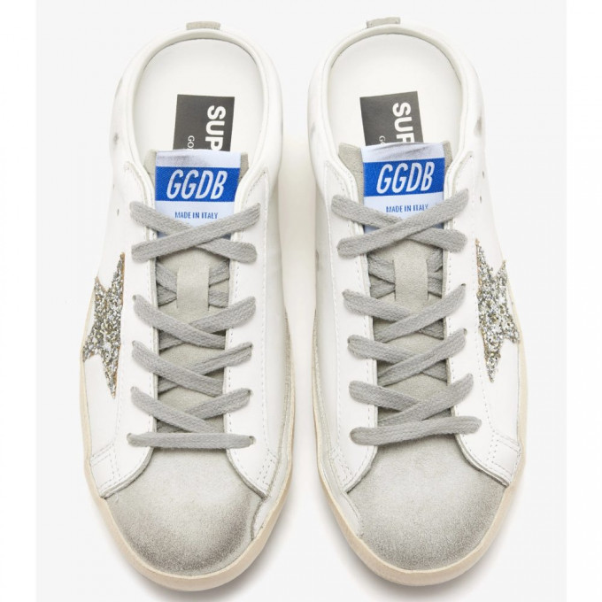 КЕДЫ  GOLDEN GOOSE 'SUPERSTAR'  Sabot with Platinum Glitter Star and Suede Tongue