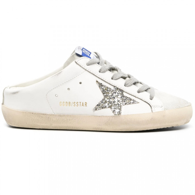 КЕДЫ  GOLDEN GOOSE 'SUPERSTAR'  Sabot with Platinum Glitter Star and Suede Tongue