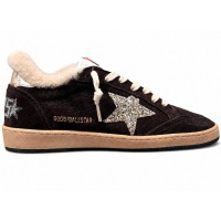 КЕДЫ  GOLDEN GOOSE WINTER Ball Star Brown Suede with Silver Glitter Star