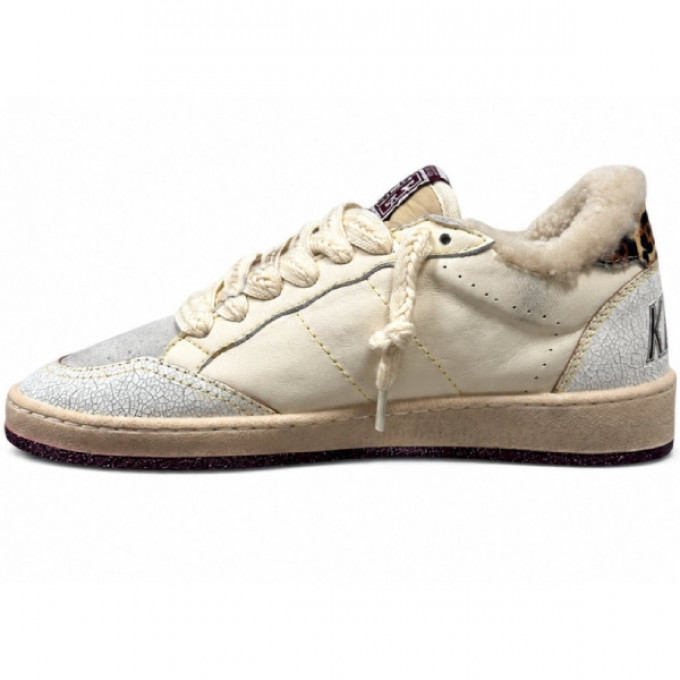 Зимние кеды Golden Goose Winter Ball Star с леопардовой звездой и натуральной овчиной
