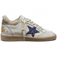 КЕДЫ GOLDEN GOOSE WINTER Ball Star with Blue glitter star and Dove-Gray heel tab КЕДЫ GOLDEN GOOSE WINTER Ball Star with Blue glitter star and Dove-Gray heel tab