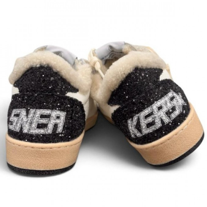 Женские зимние кеды Golden Goose Winter Ball Star с золотой звездой и овчиной