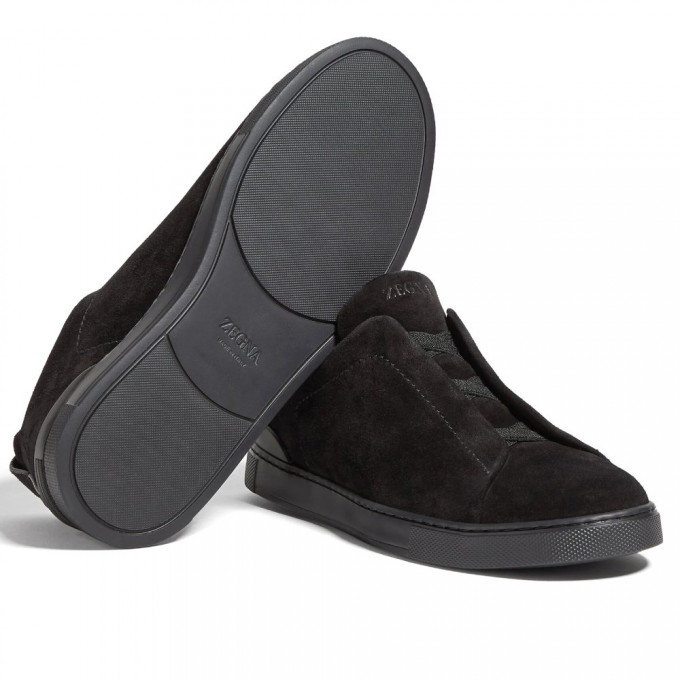 Кроссовки Zegna Triple Stitch Suede Black