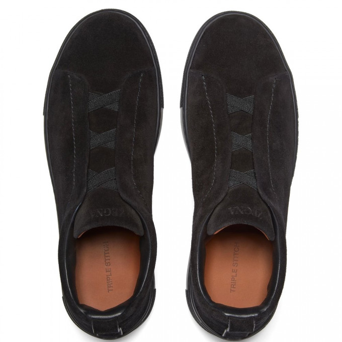 Кроссовки Zegna Triple Stitch Suede Black