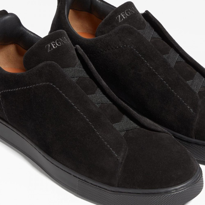 Кроссовки Zegna Triple Stitch Suede Black